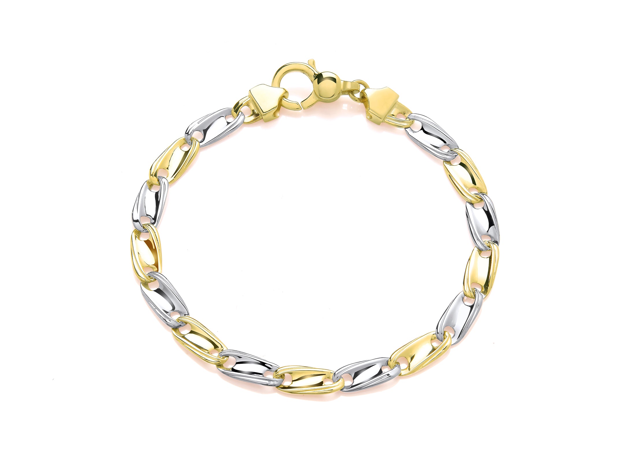 Two Colour Gold Twisted Link Bracelet