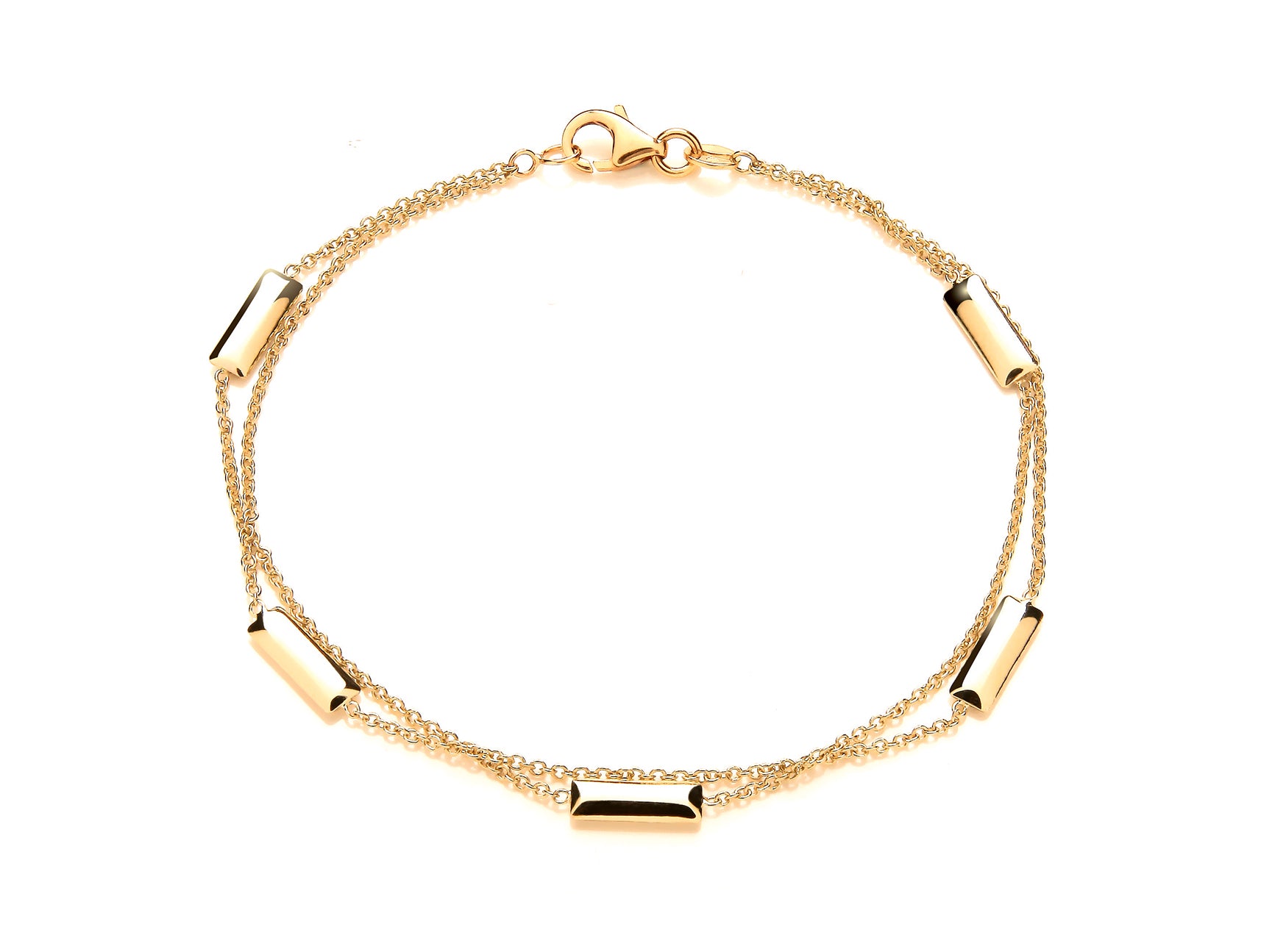 9ct Yellow Gold Polish 2-Row Mini Dog-Tag Bracelet