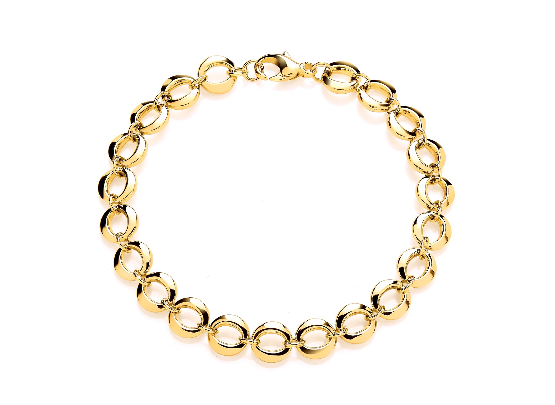 9ct Yellow Gold Polish Open Disc Bracelet