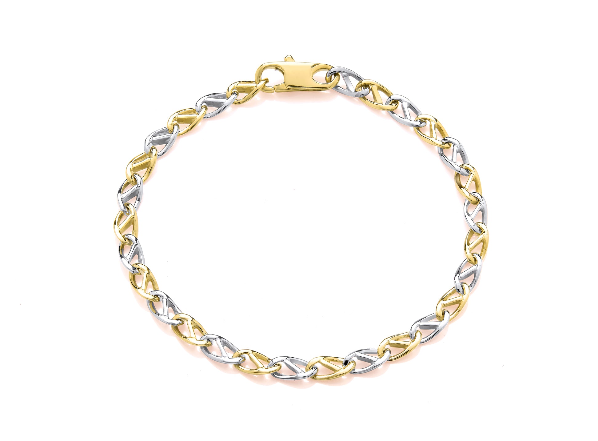 Two Colour Gold Infinity Link Bracelet