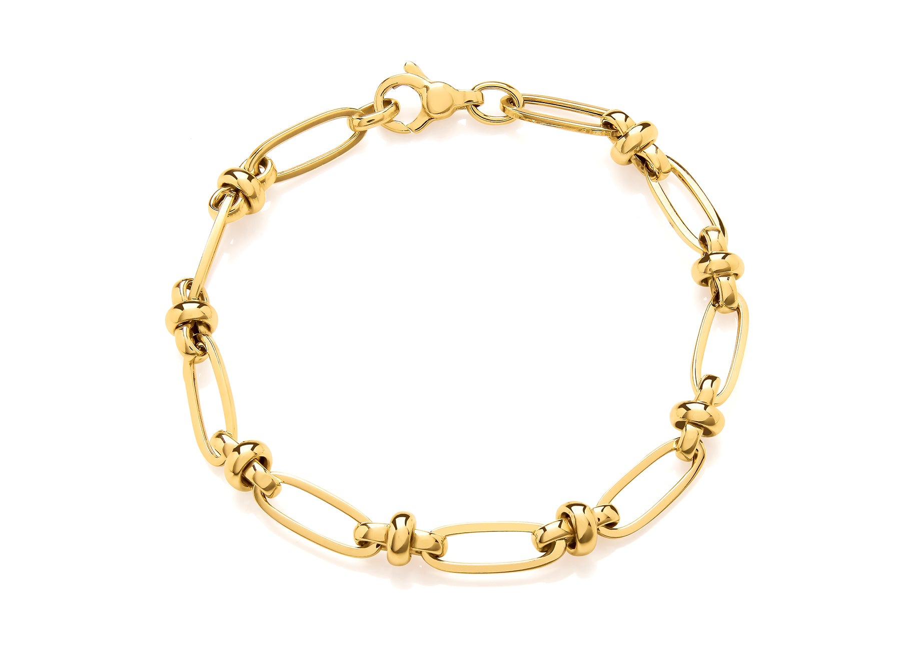 9ct Yellow Gold Open Oval & Fancy Link Bracelet