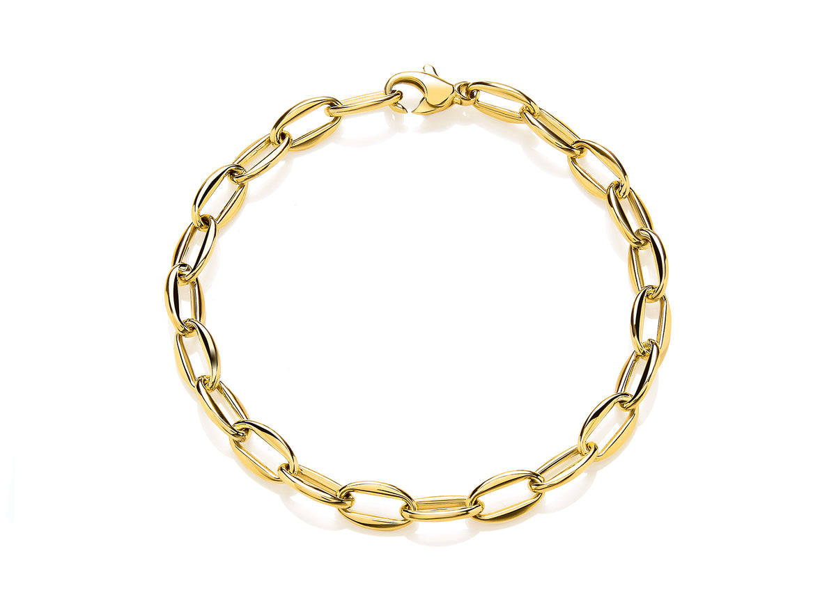 9ct Yellow Gold Small Open Oval Link Bracelet