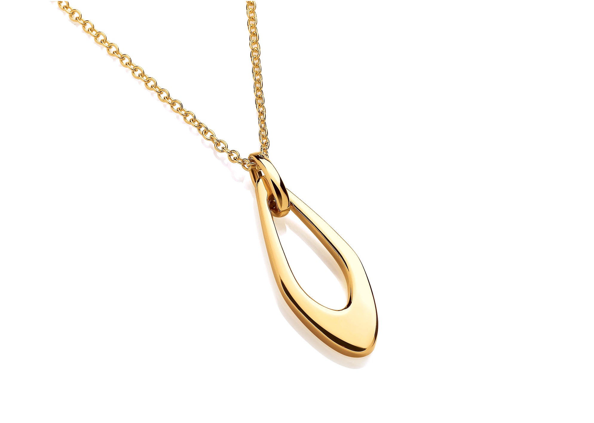 9ct Yellow Gold Open Teardrop Pendant on Chain