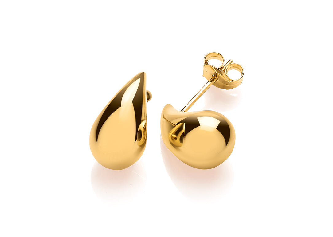 9ct Yellow Gold Small Solid Teardrop Stud Earrings
