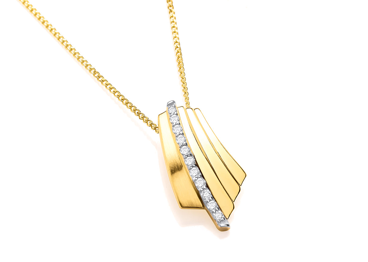 9ct Yellow Gold Fancy Diamond-Set Pendant on Chain