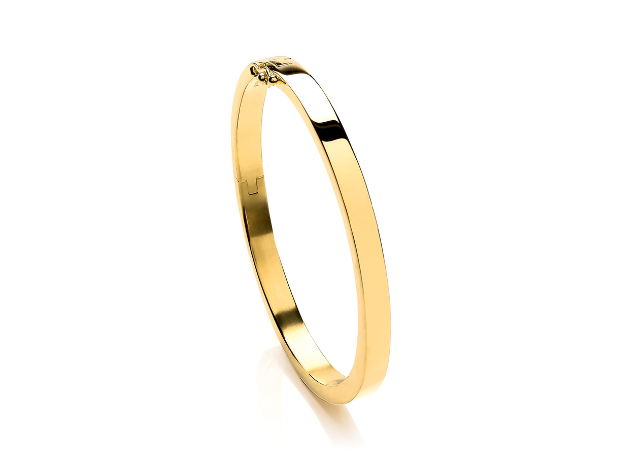 Silver Vermeille Flat Oval Solid Hinged Bangle