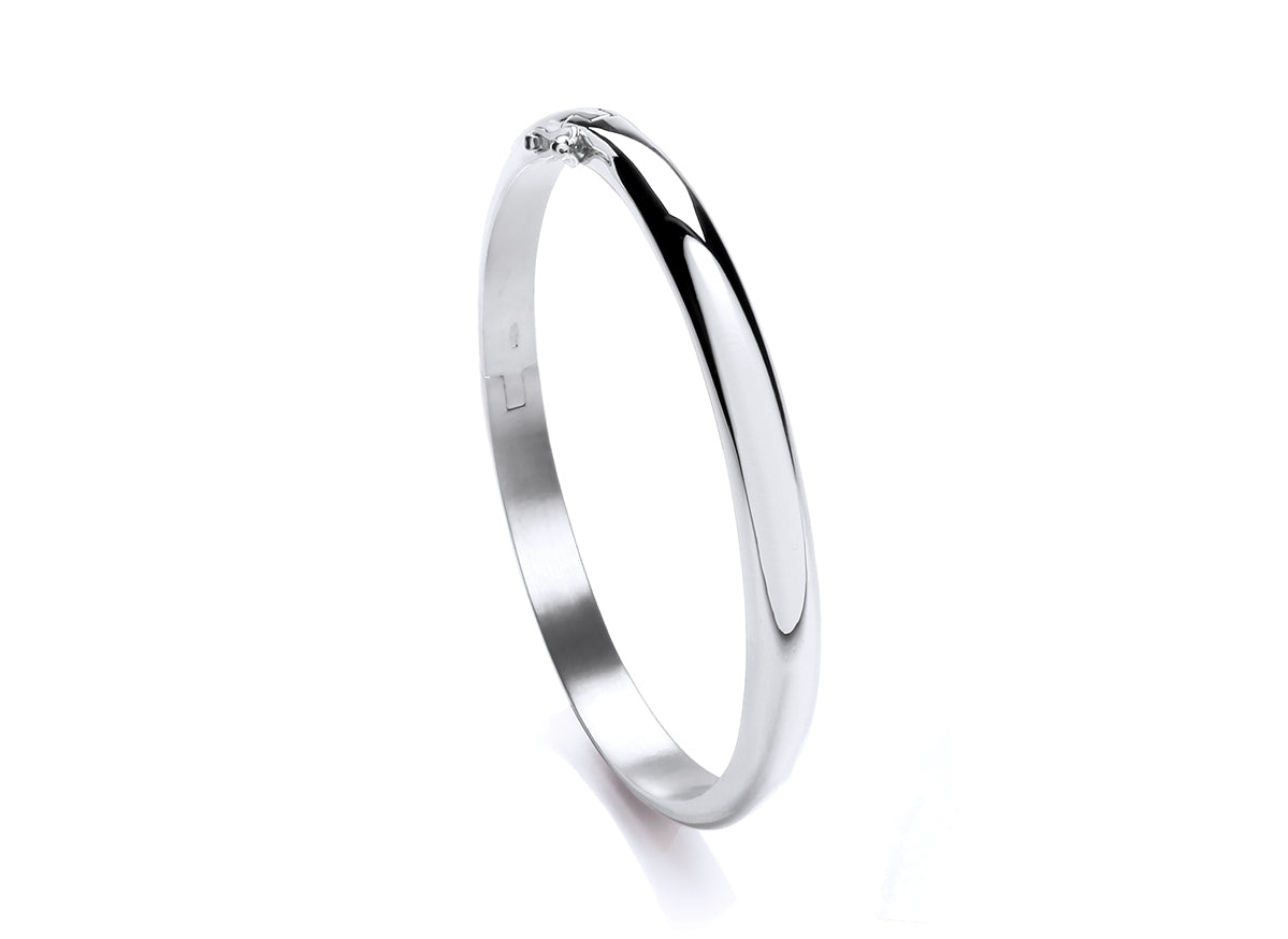 Silver Court Shape Hinged Bangle