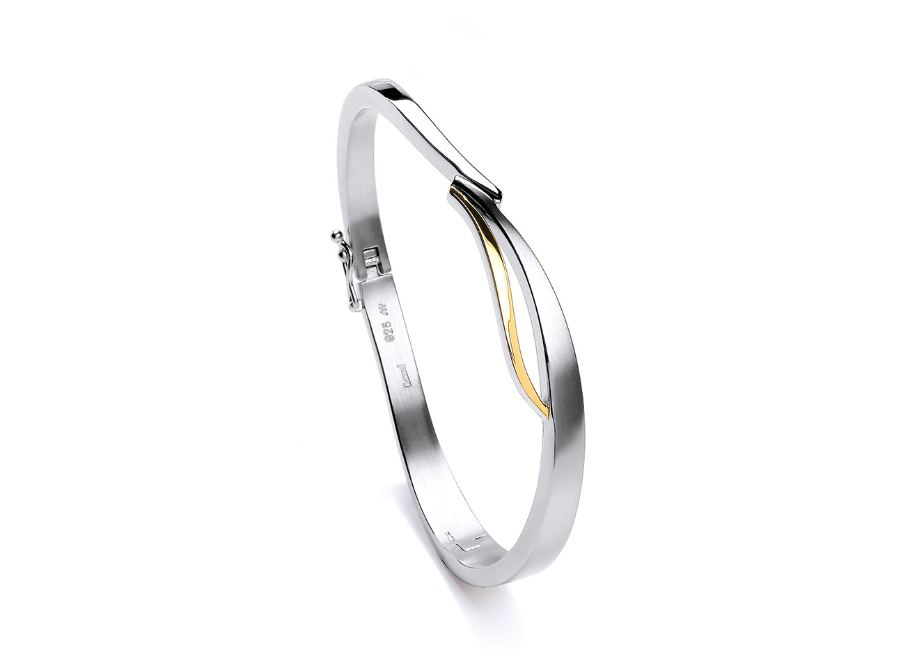 Silver & Vermeille Open Wavy Bangle