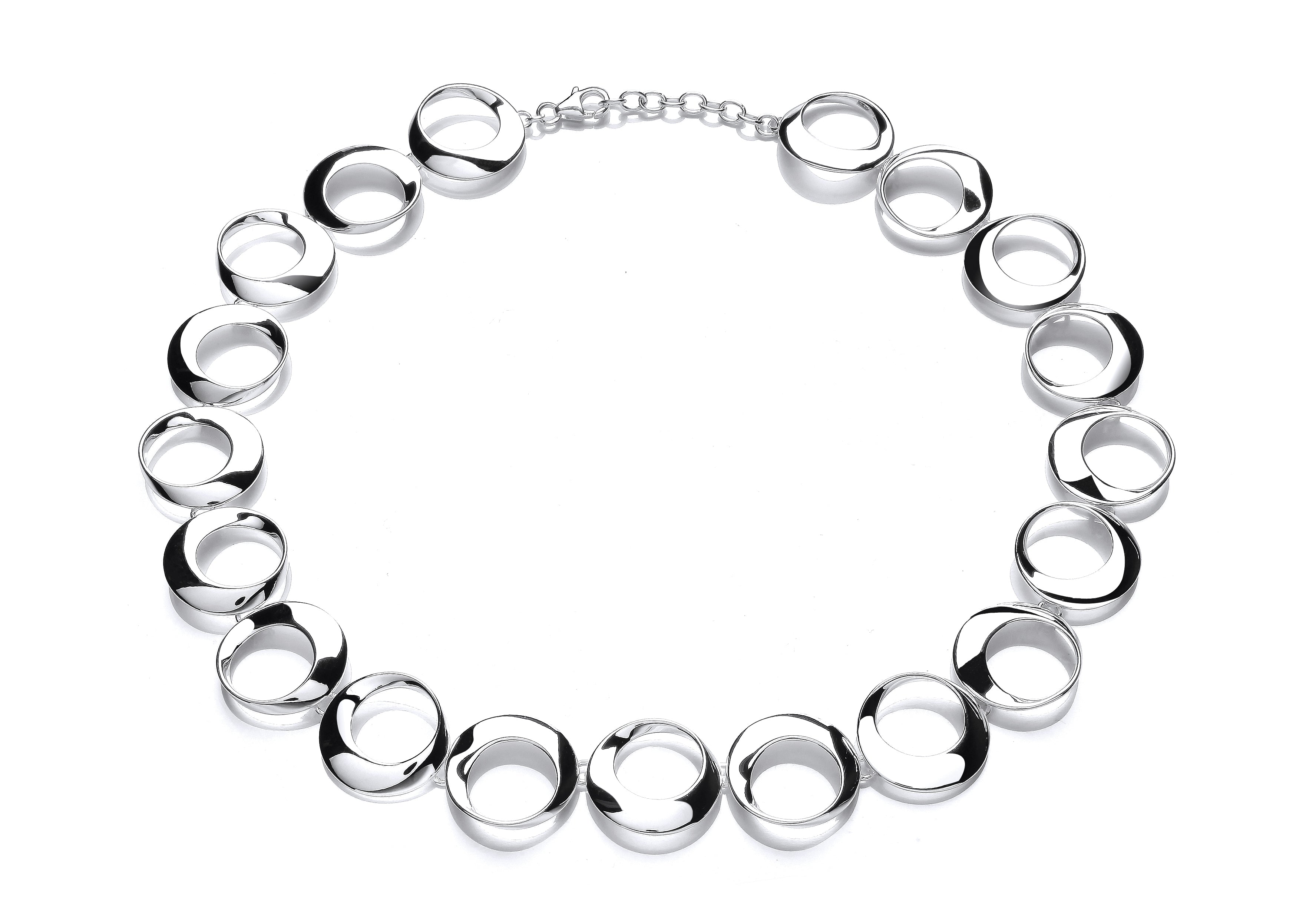 Silver Oblique Circles Necklet