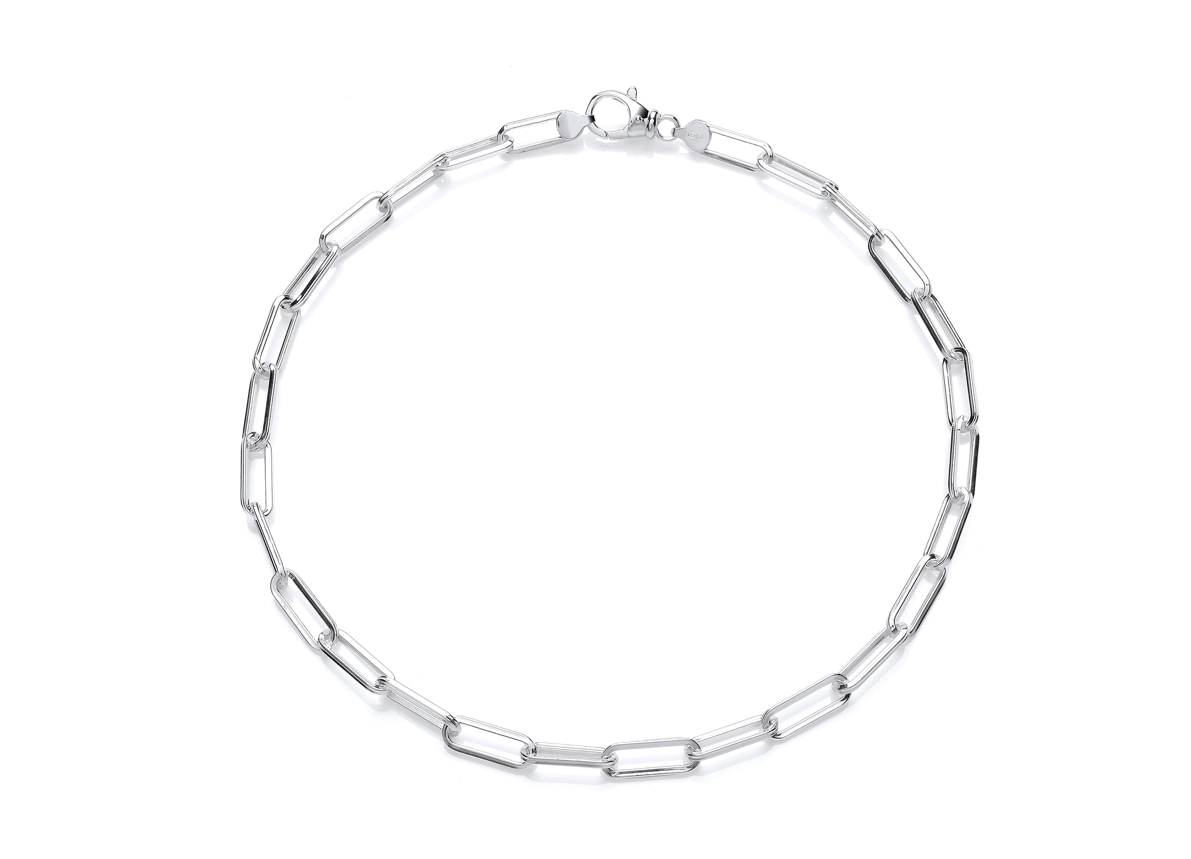 Silver Open Oblong Link Necklet