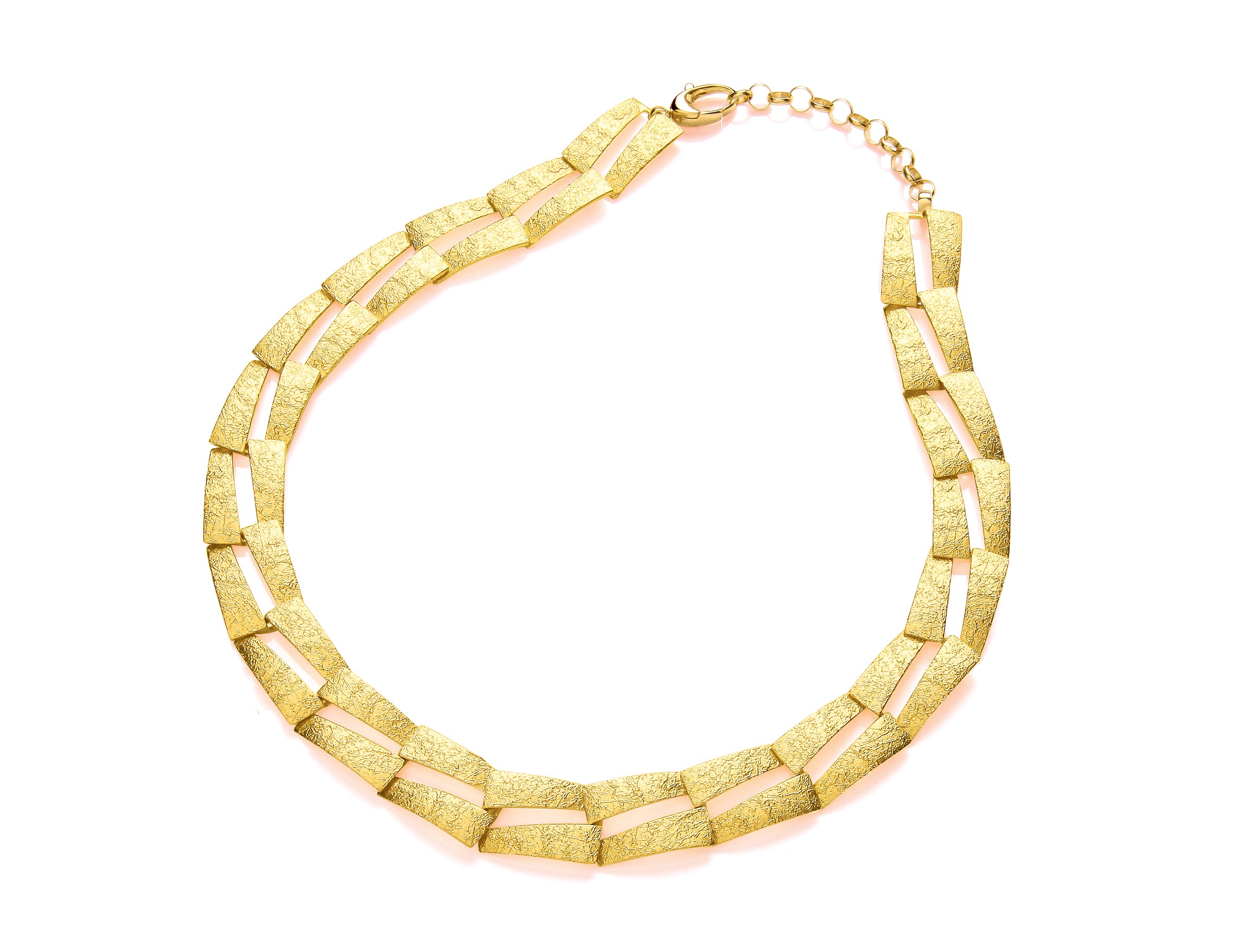 Silver Vermeille Large Double Row Brick Stardust Necklet