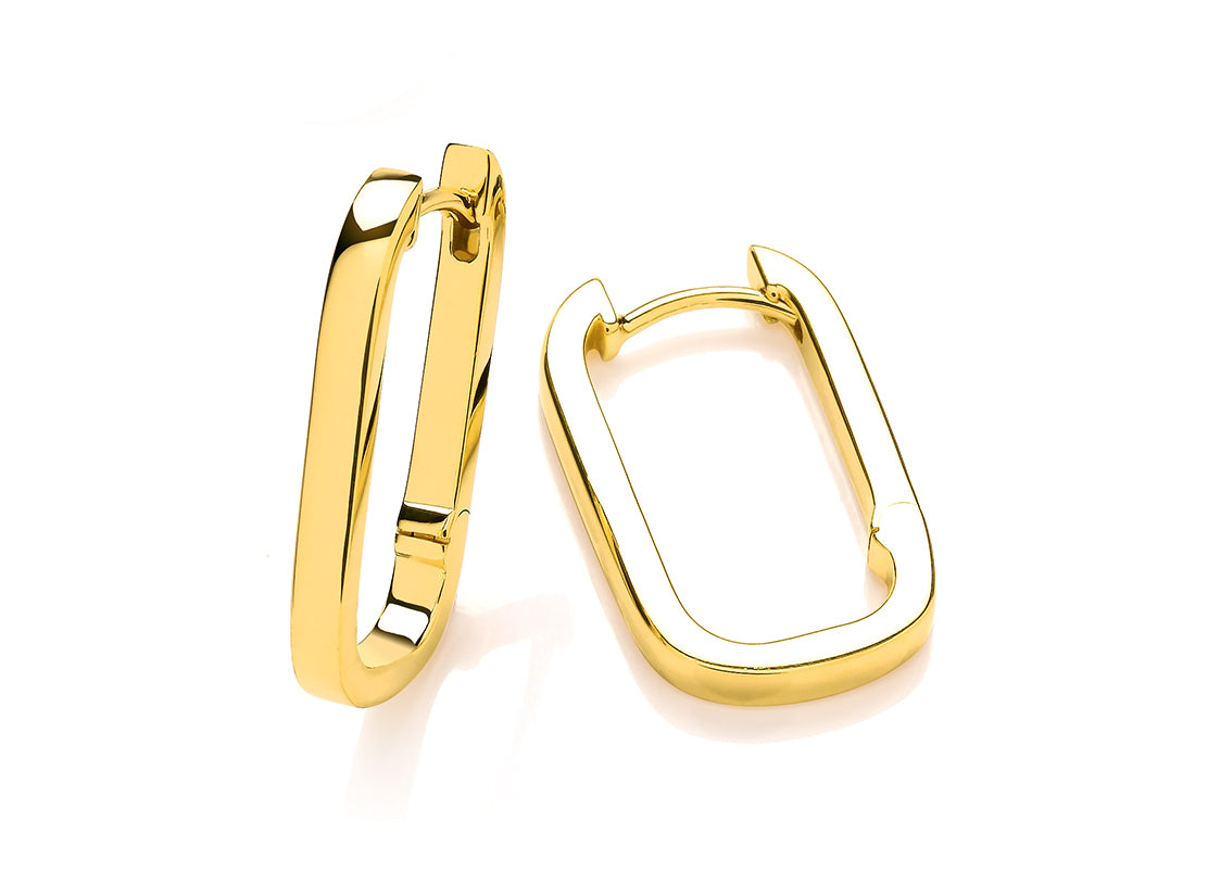 Silver Vermeille Rectangular Hoop Earrings