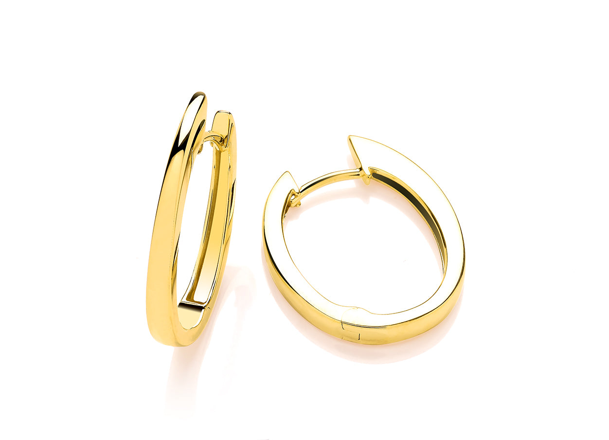 Silver Vermeille Square Section Oval Hoop Earring