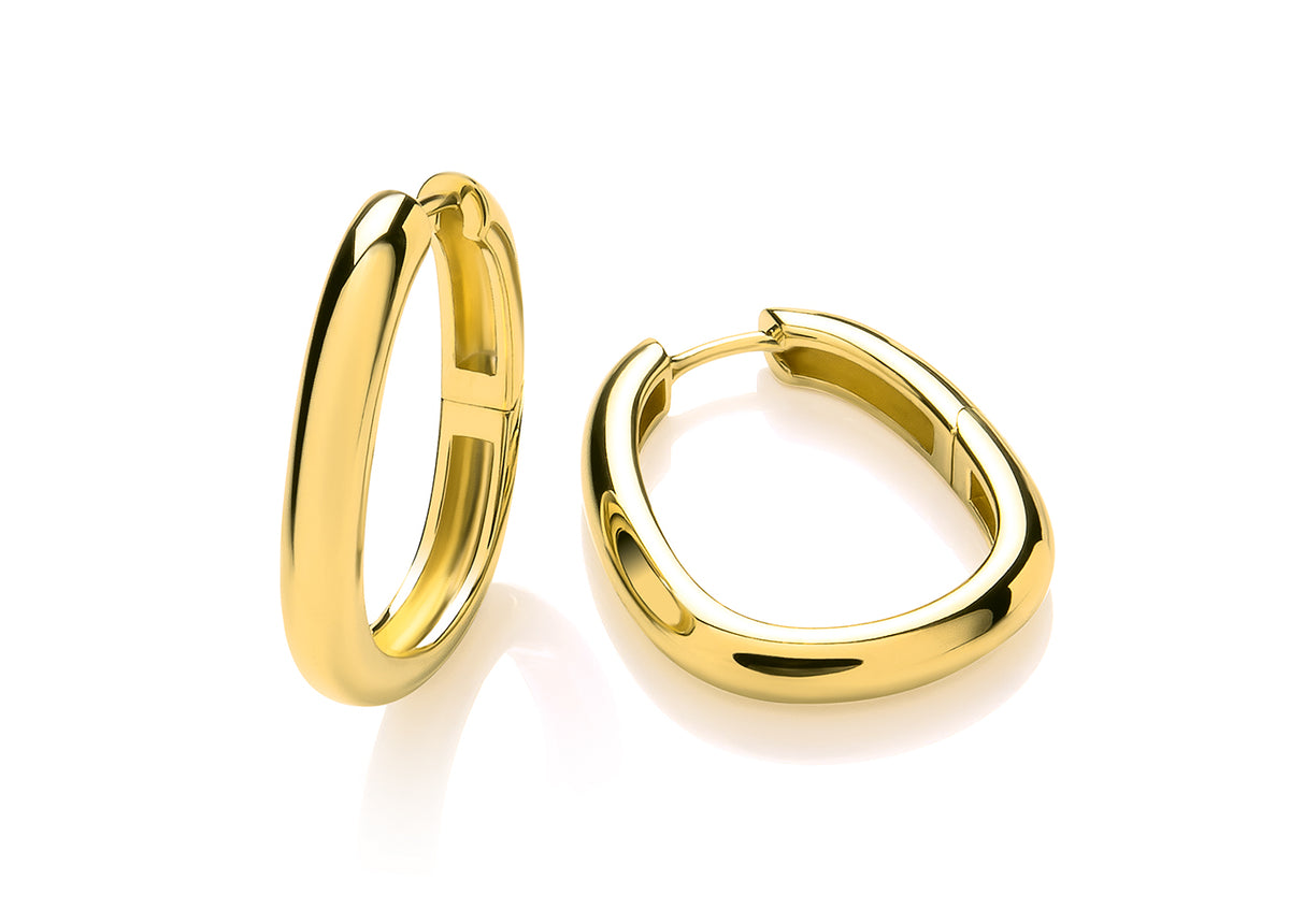 Silver Vermeille Tubular Chunky Oval Hoop Earrings