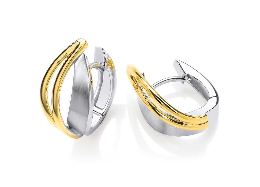 Silver Vermeille Wavy Huggie Earrings