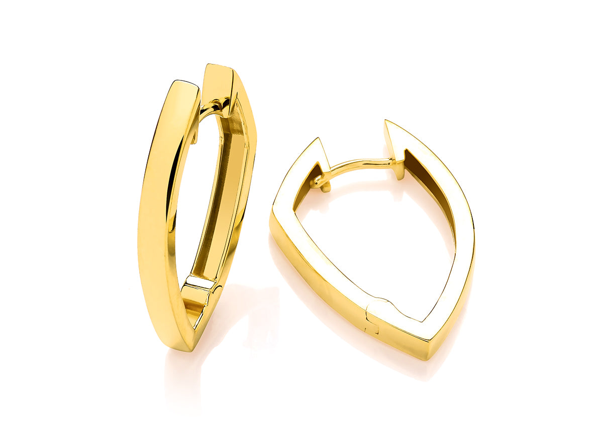 Silver Vermeille Shield Shape Hoop Earrings