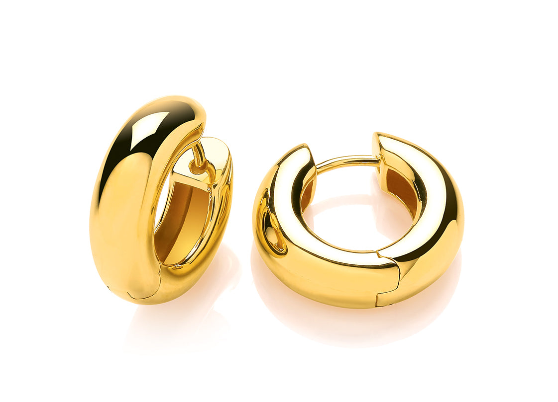Silver Vermeille Chunky D Shape Hoop Earrings