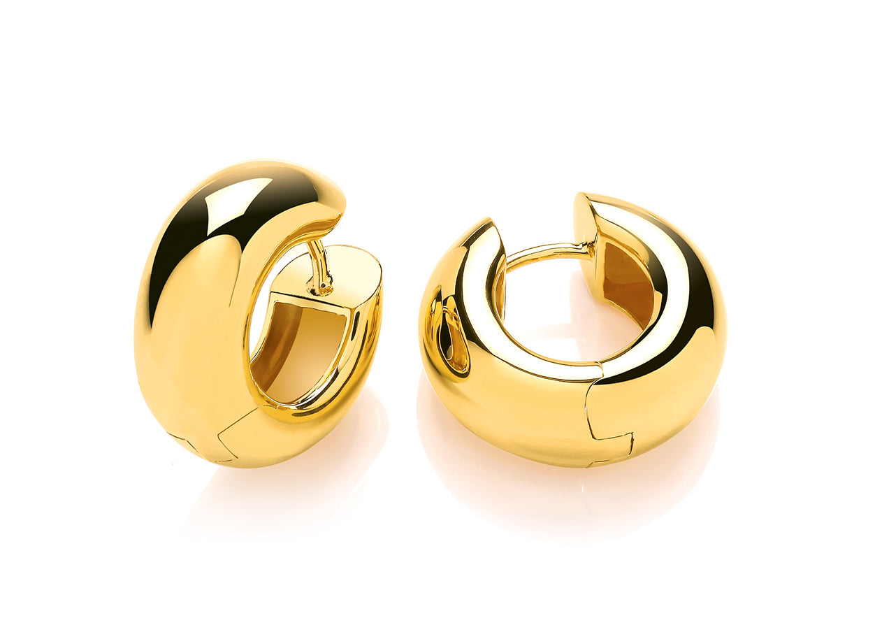 Silver Vermeille Chunky D Shape Hoop Earring