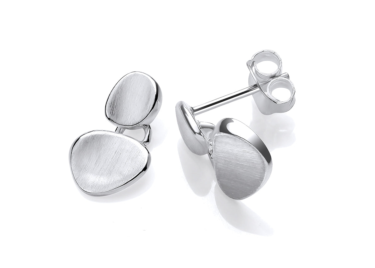 Silver Two Pebble Drop Earrings
