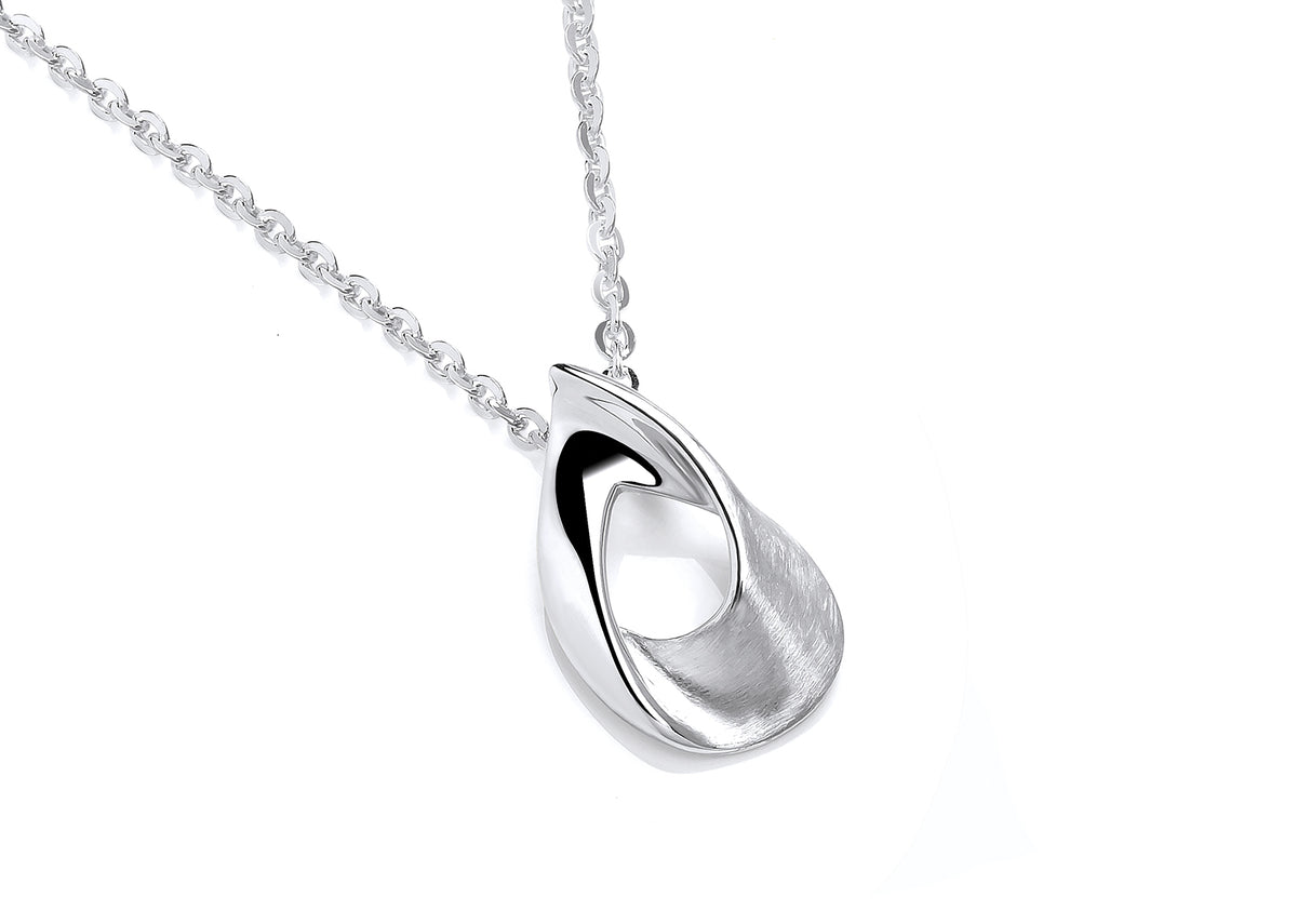 Silver Open Teardrop Pendant on Chain