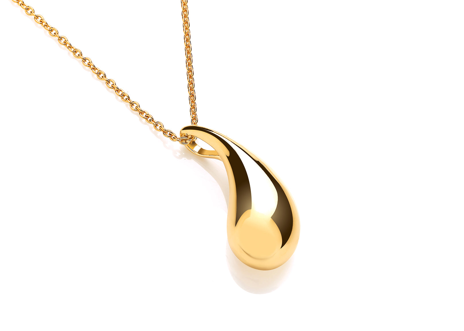 Silver Vermeille Solid Teardrop Pendant on Chain