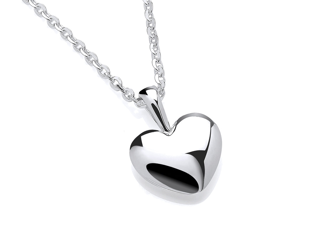 Silver Solid Heart Pendant on Chain