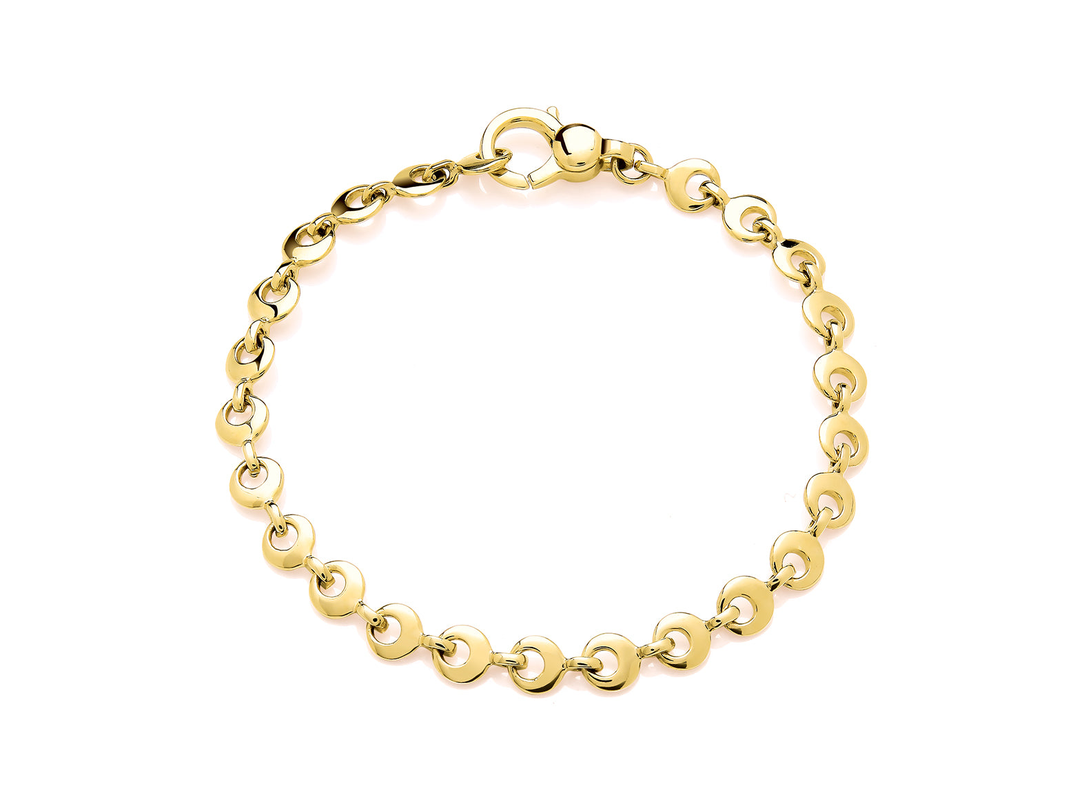 Yellow Gold Fancy Round Link Bracelet