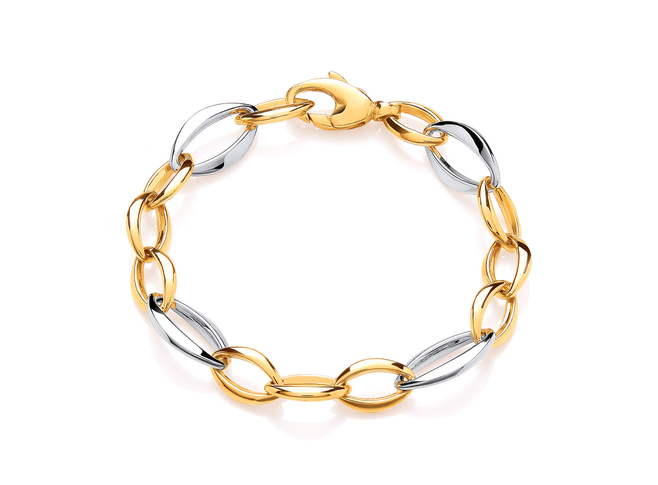 Yellow and White Gold Apex Oval Link Bracelet