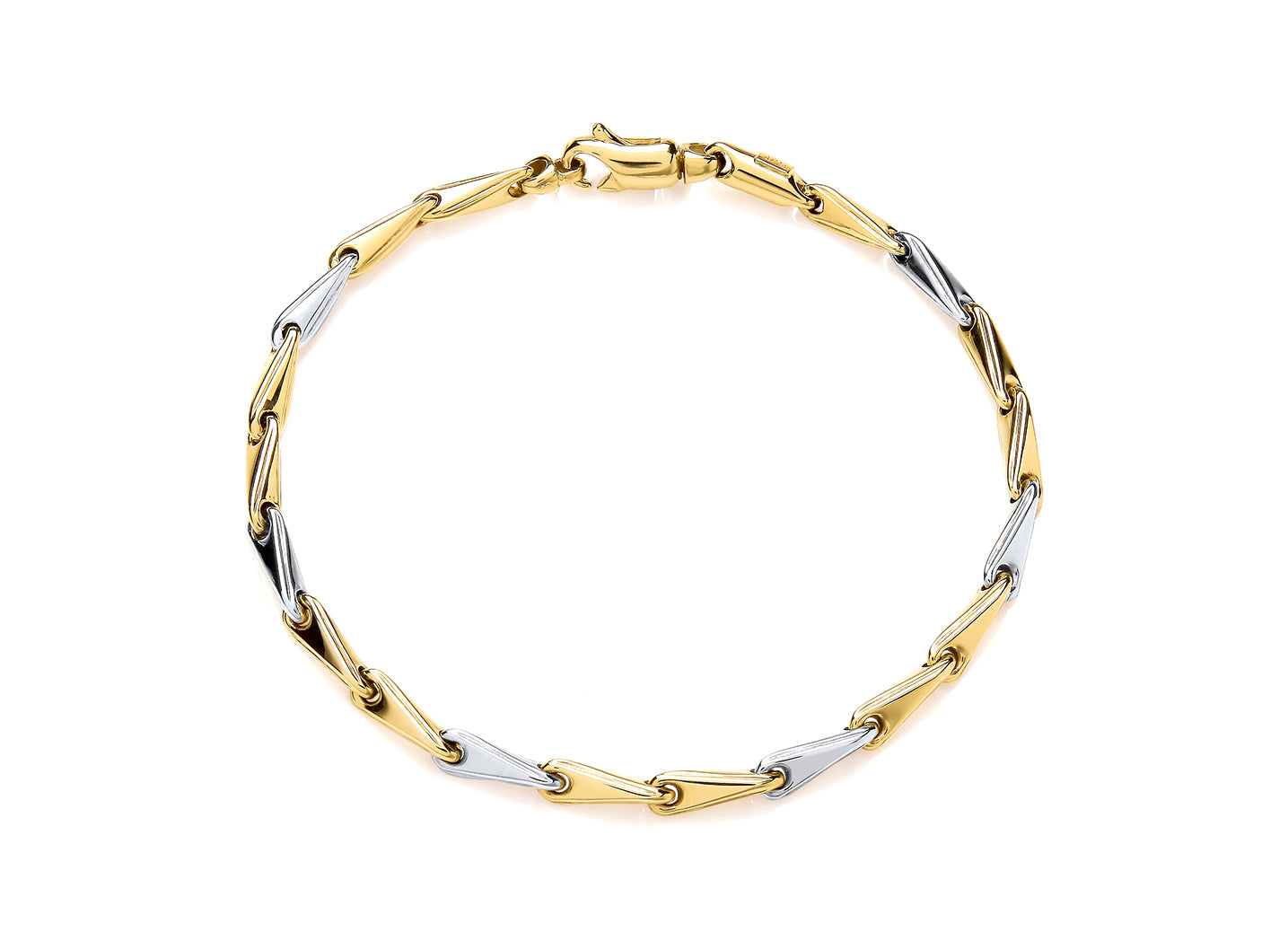 9ct White and Yellow Gold Arrowhead Link Bracelet