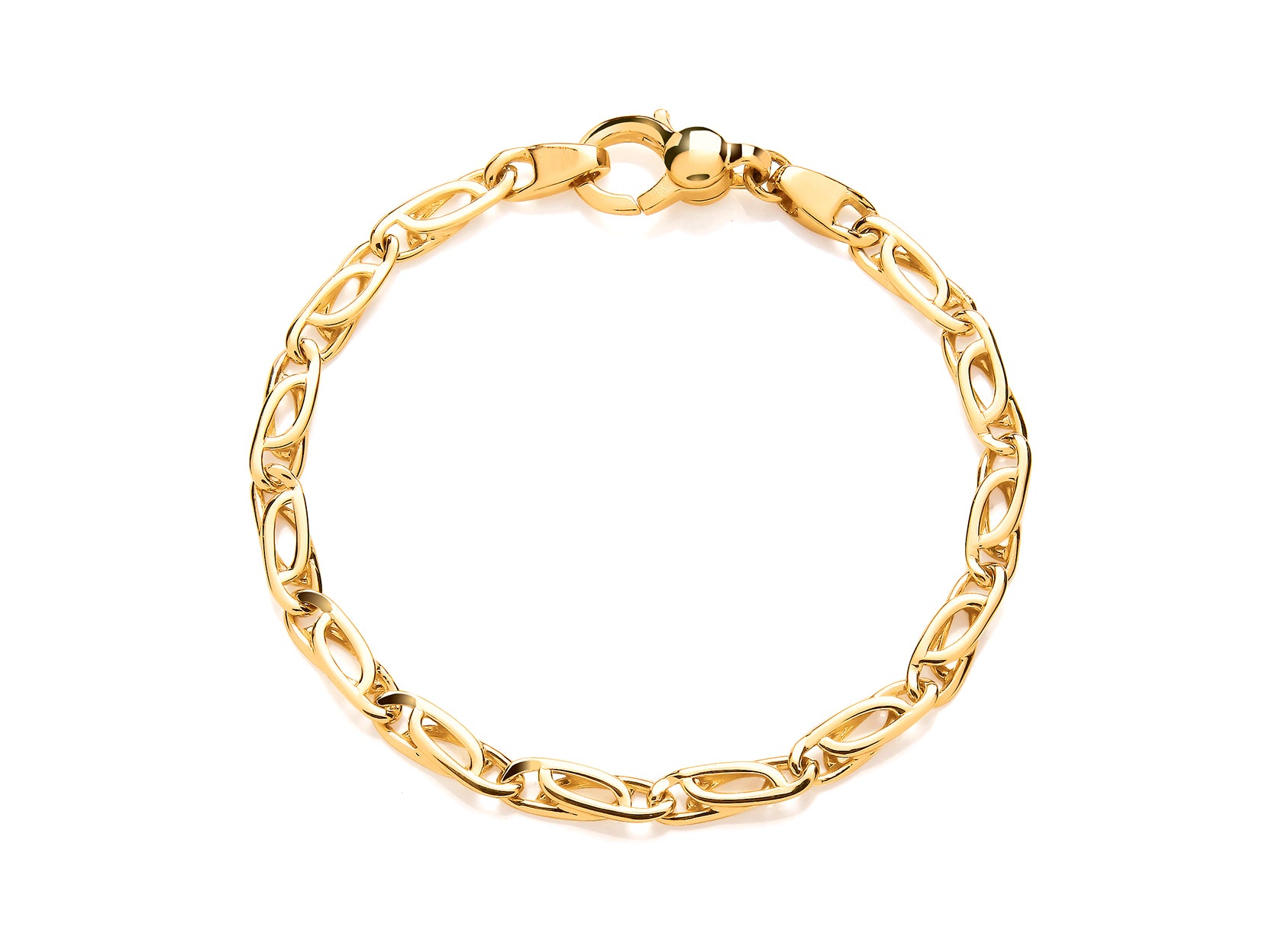 9ct Yellow Gold Polish Linked Ovals Link Bracelet