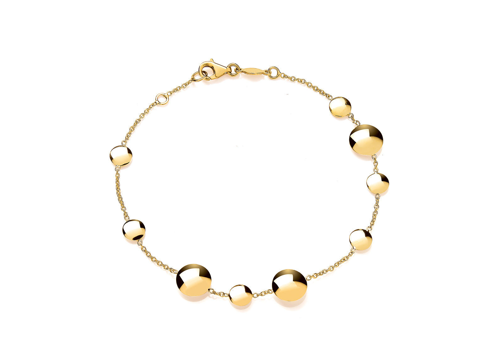 Yellow Gold Chain with Yellow Gold Polished Discs Bracelet