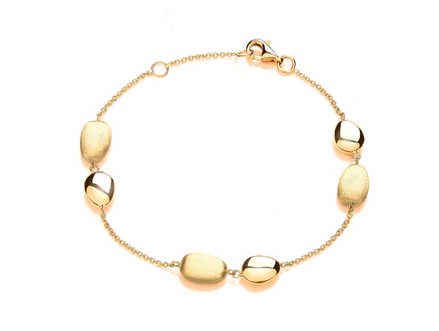 9ct Yellow Gold Small Pebble Station Bracelet