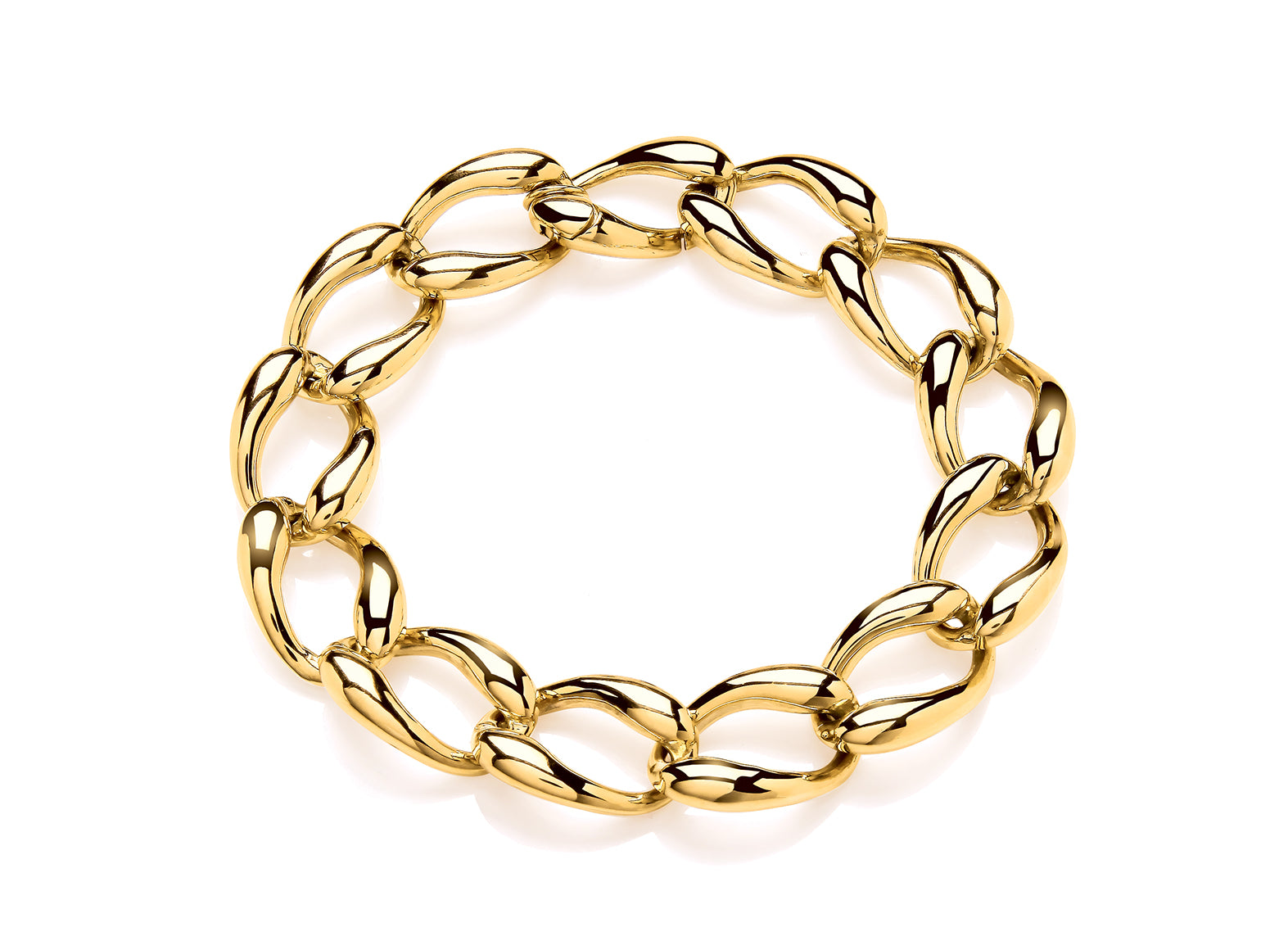 Yellow Gold Fancy Open Oval Link Bracelet