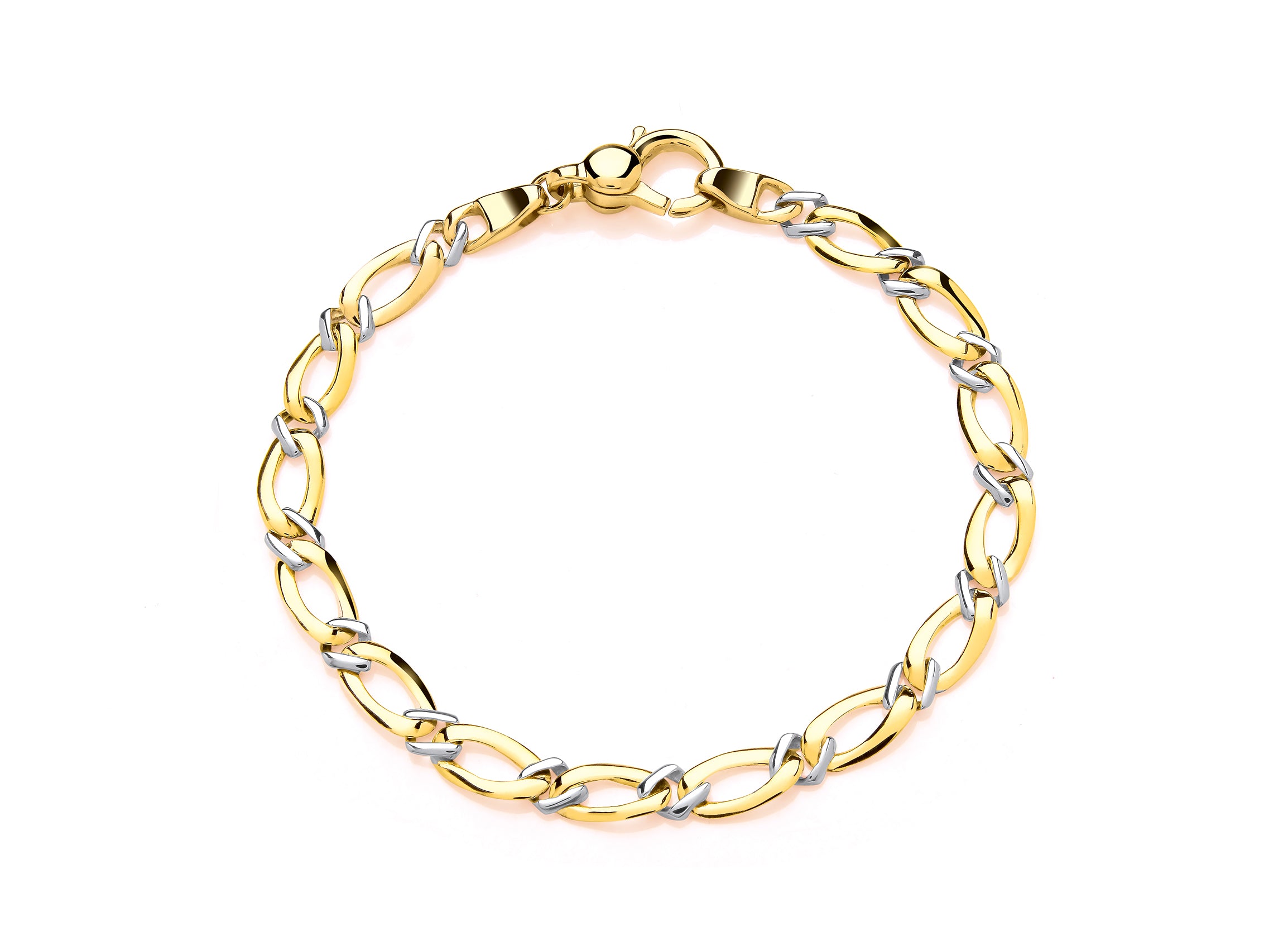 Two Colour Gold Figaro Link Bracelet