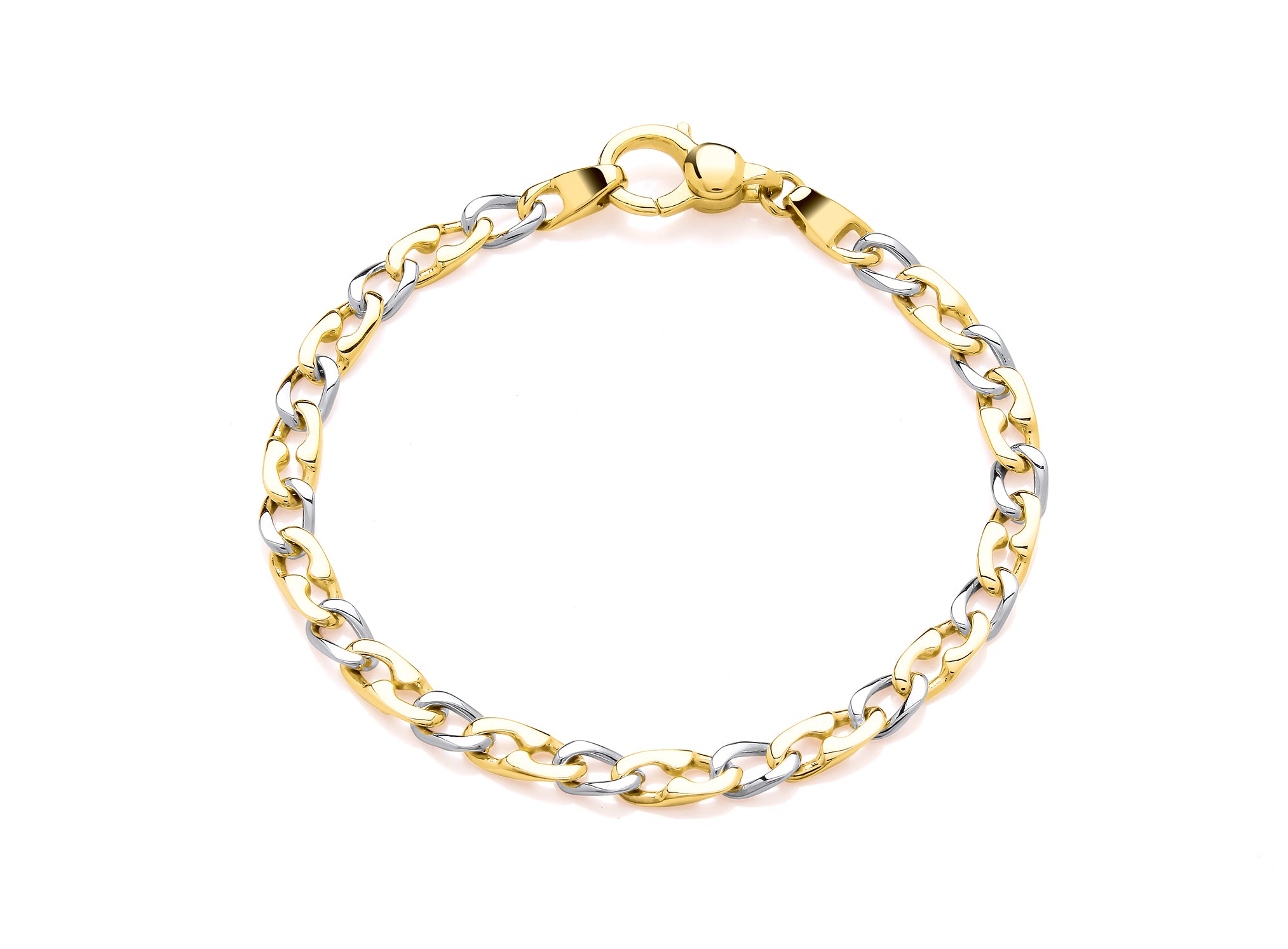 Two Colour Gold Oval Link Bracelet