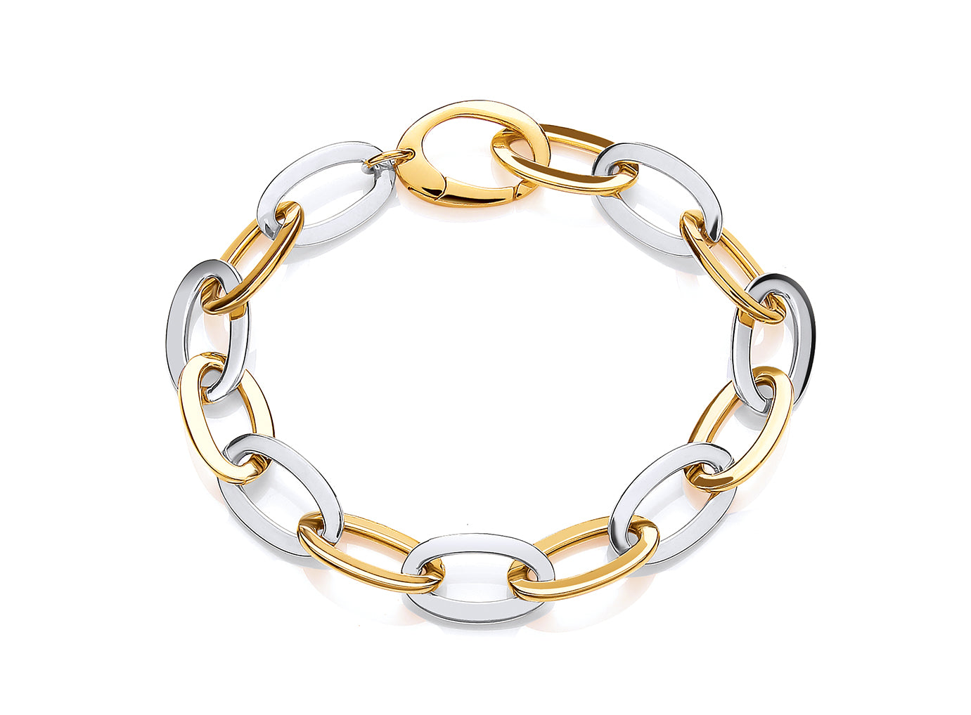 9ct Yellow and White Gold Large Oval Alternate Link Bracelet