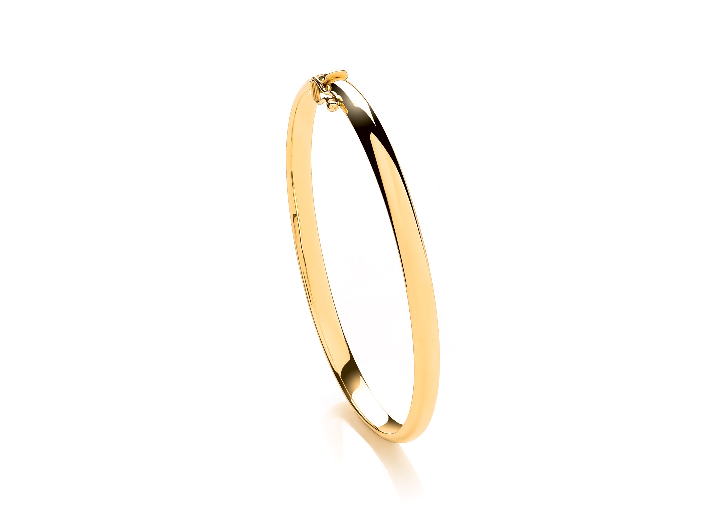 9ct Yellow Gold D-Shape Oval Bangle