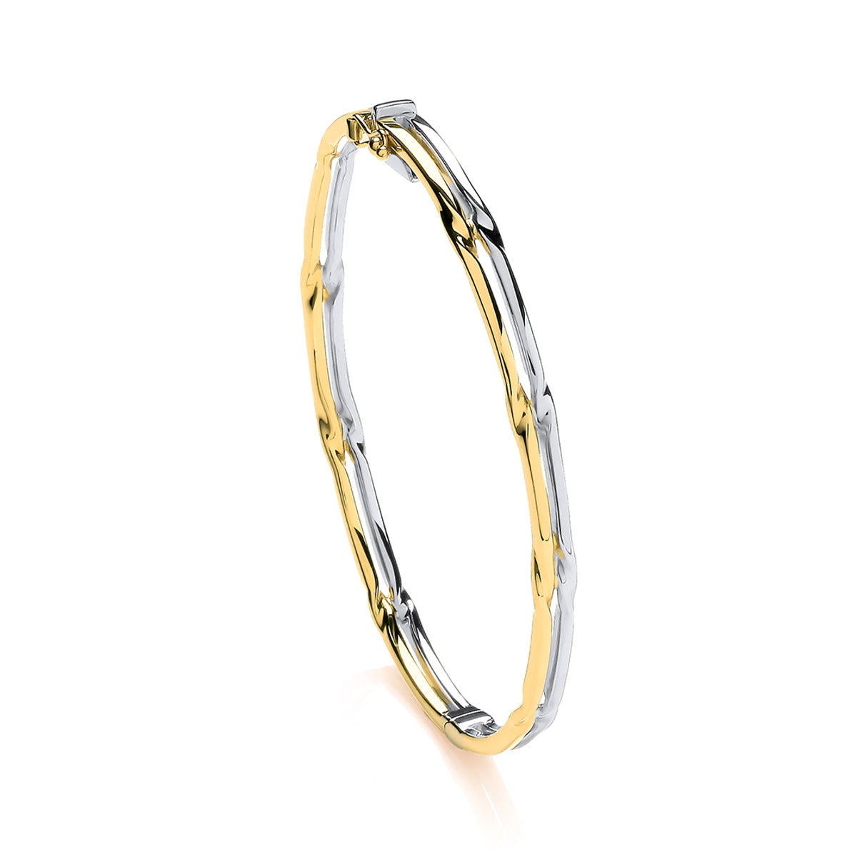 9ct Yellow and White Twisted Gold Bangle