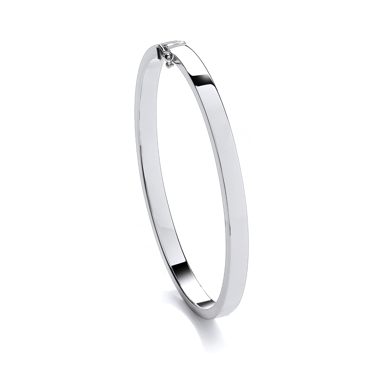 9ct White Gold Hollow Flat Oval Bangle