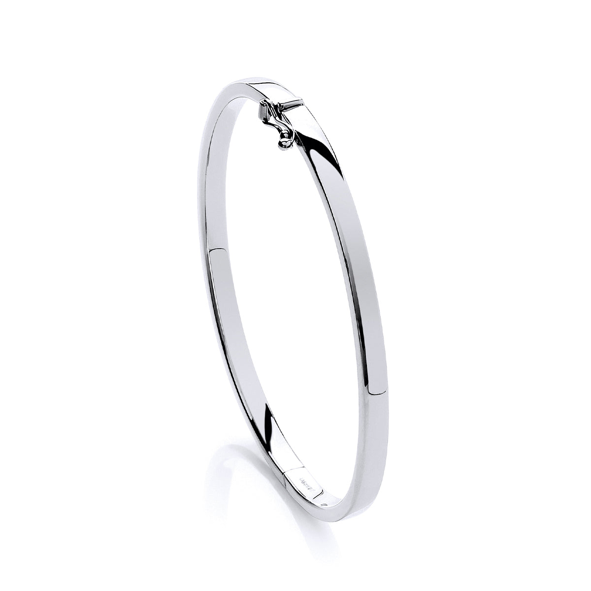 9ct White Gold Solid Oval Court Bangle