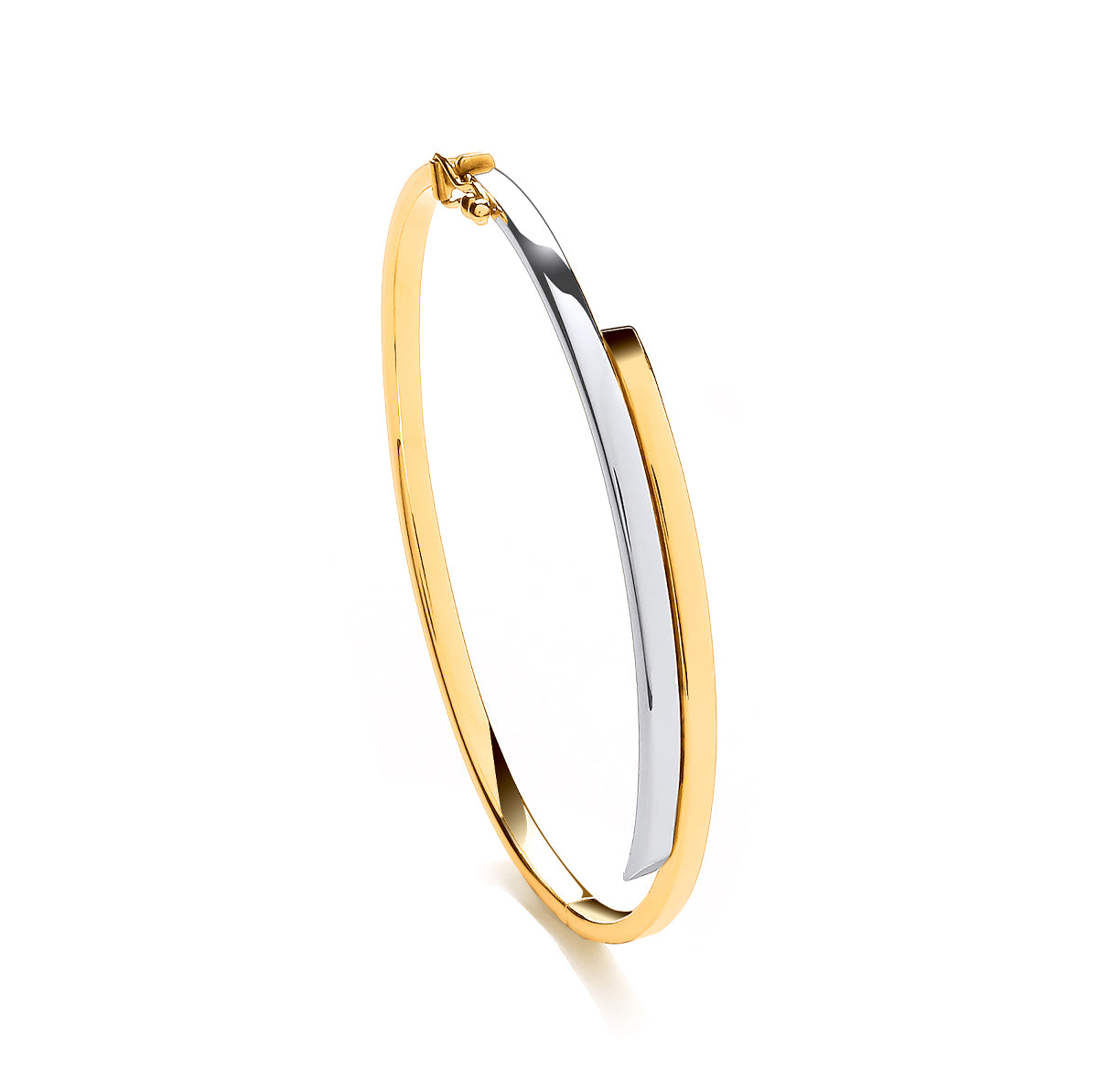 9ct Two Colour Oval X-Over Bangle