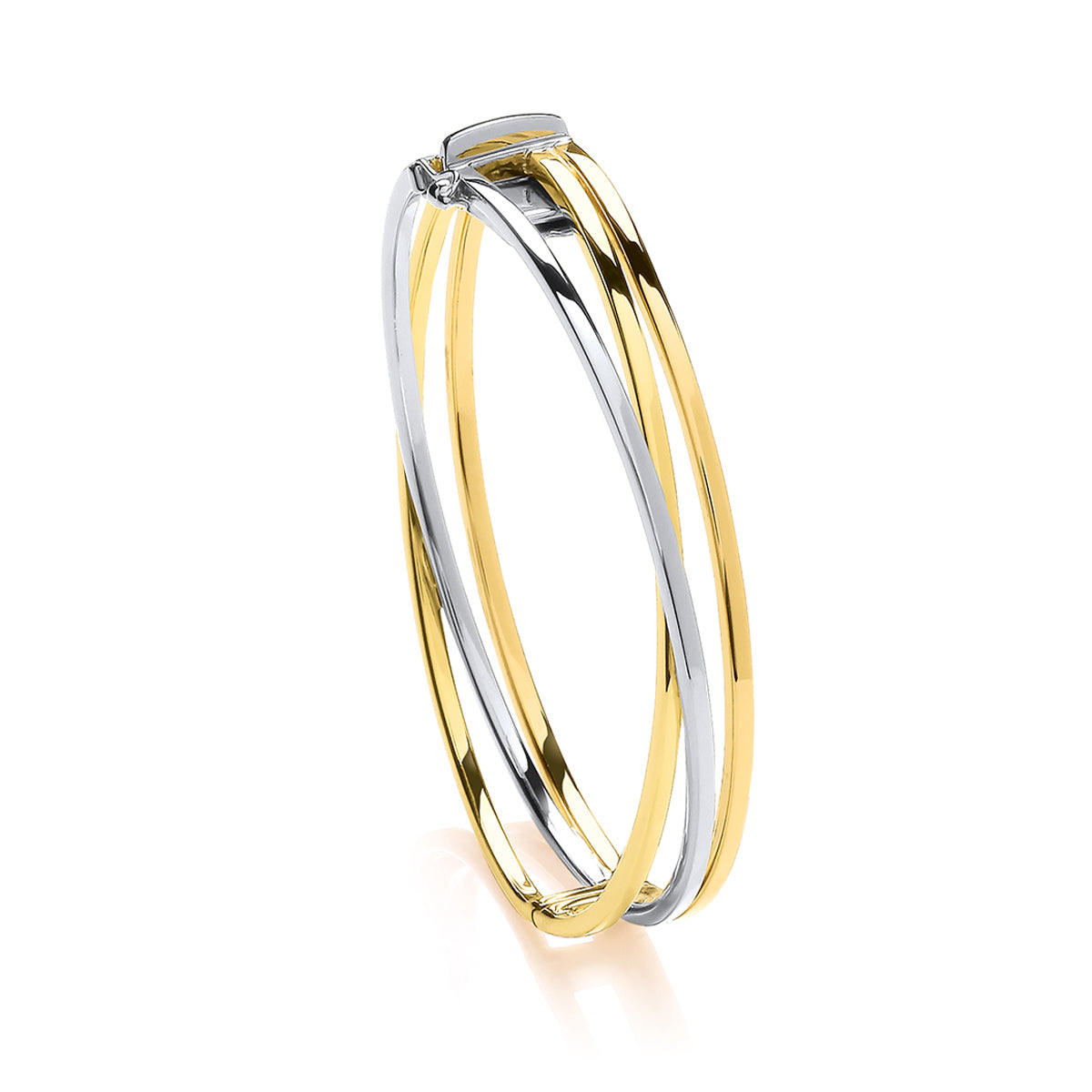 9ct Three Colour Fancy X-Over  Bangle