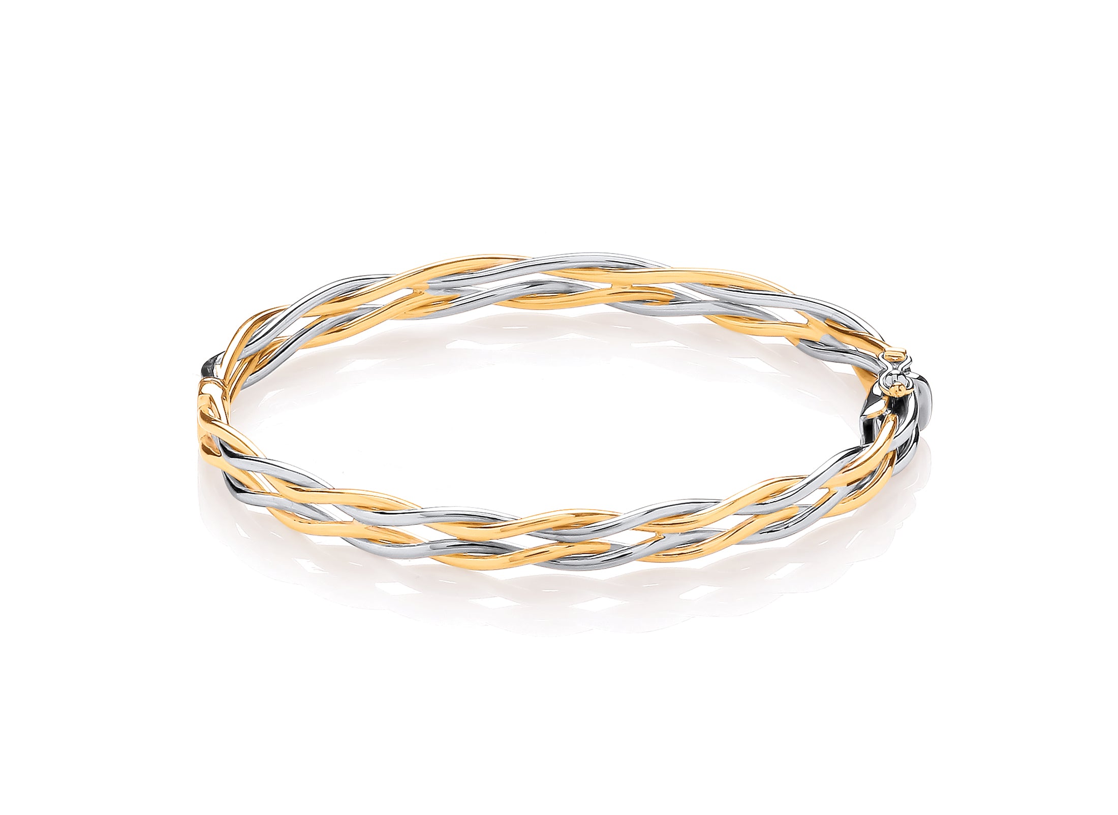 9ct Two Colour 2-Row Entwined Bangle