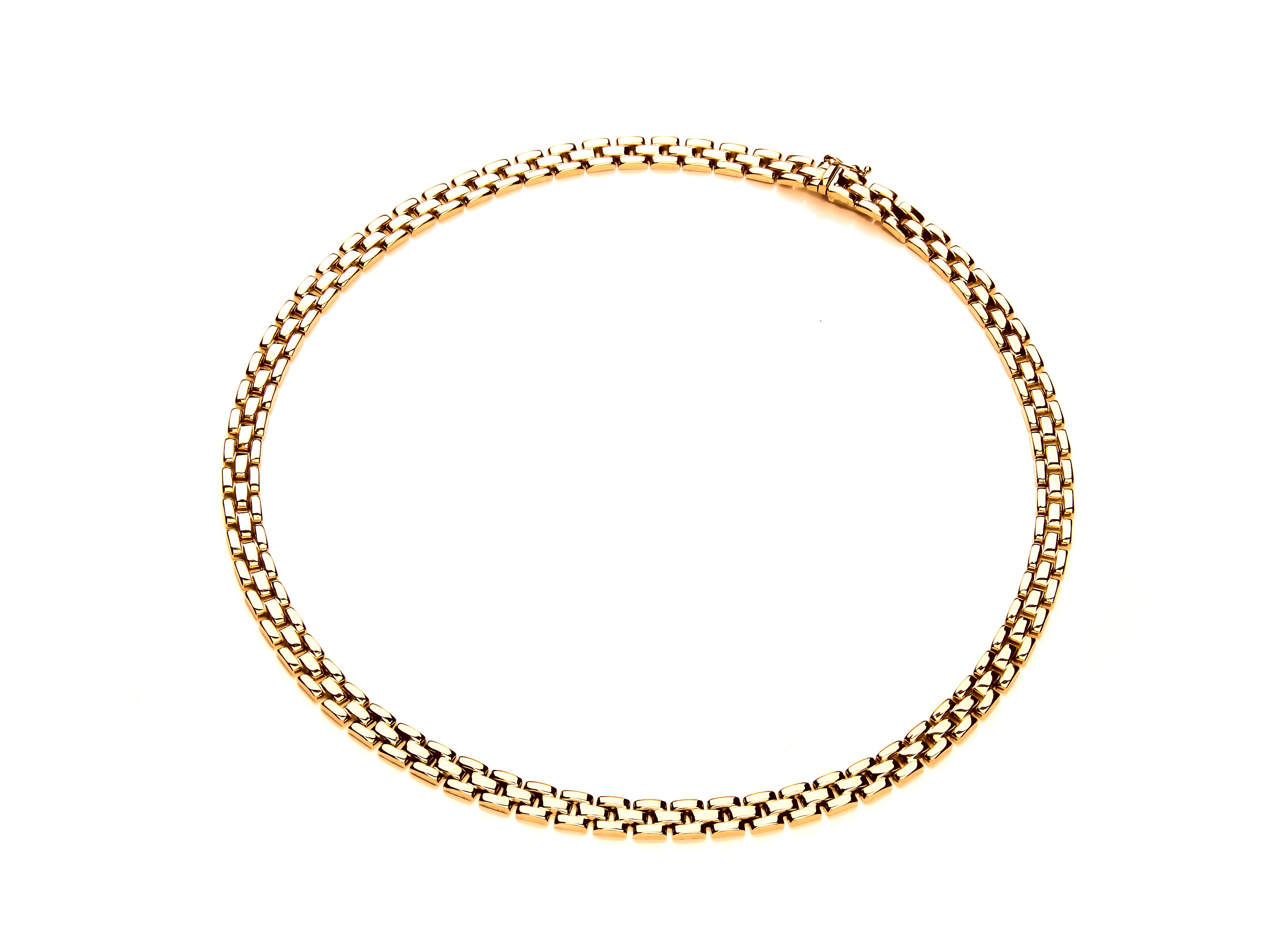 Yellow Gold 3-Row Brick Necklet