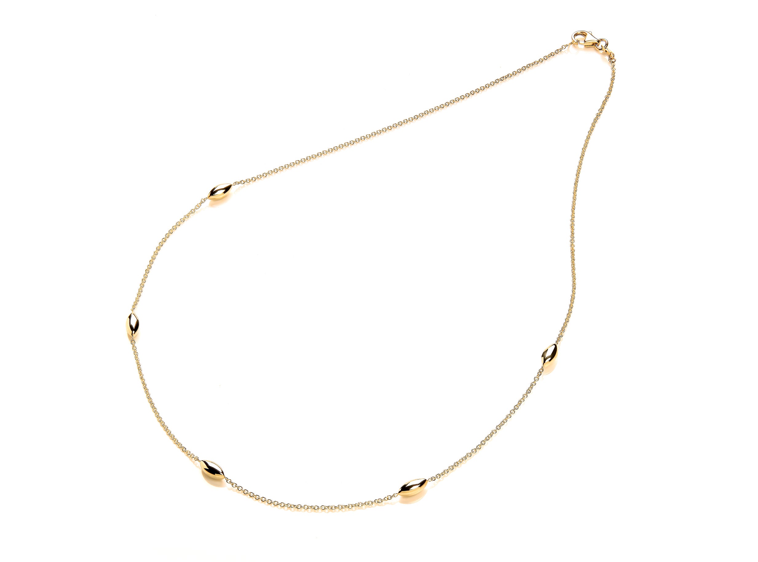 Yellow Gold Station Marquise Bead Necklet