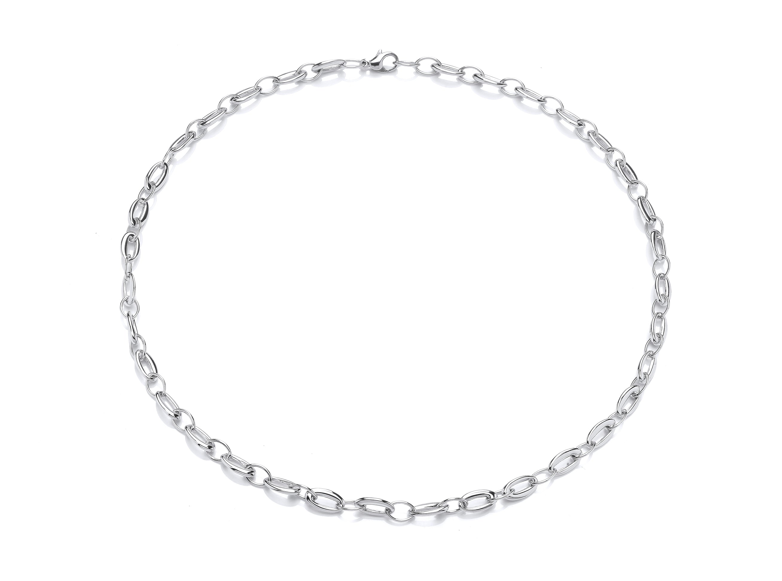 White Gold Large and Small Oval Link Necklet