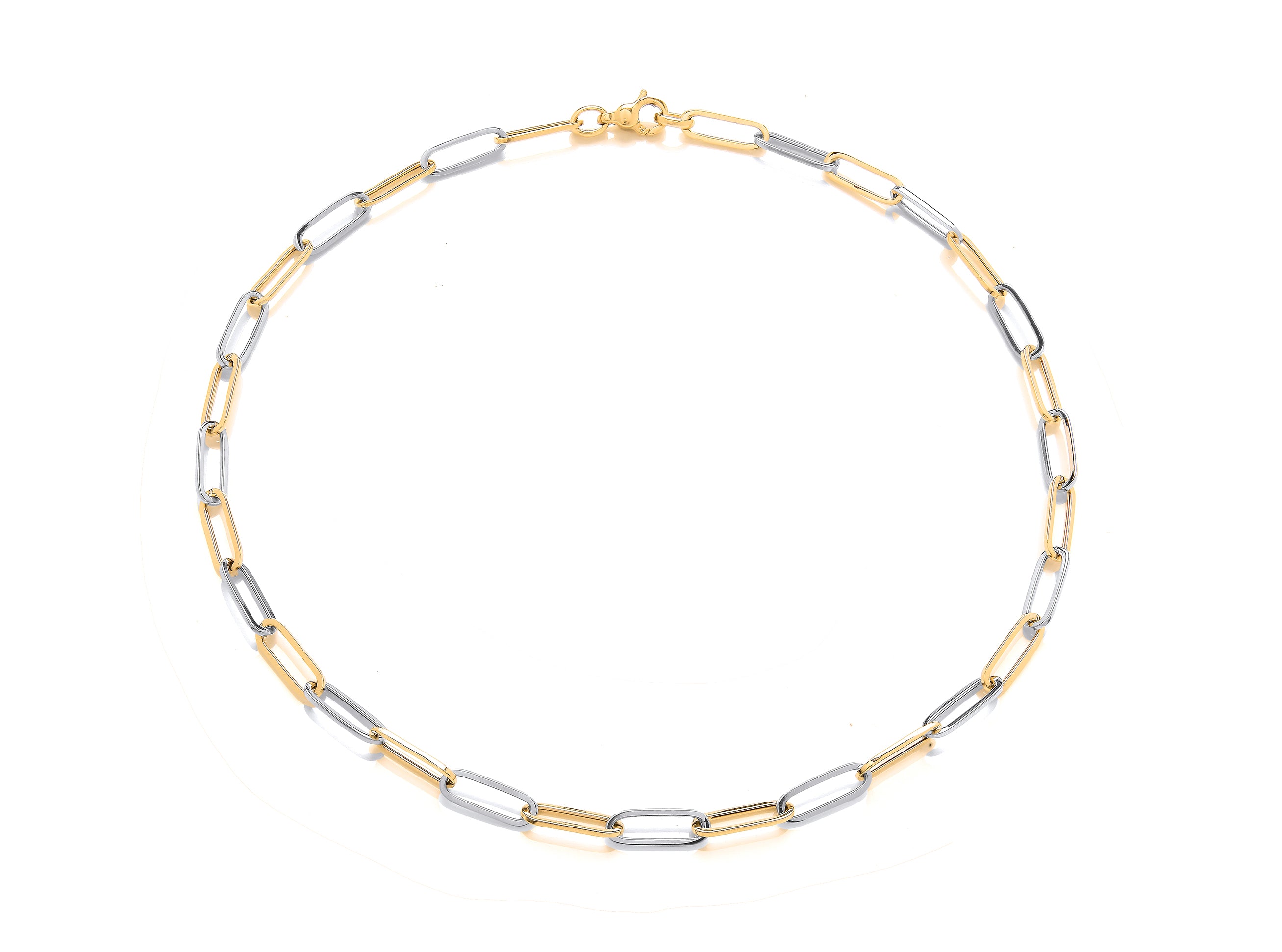 Two Colour Gold Open Oblong Link Necklet