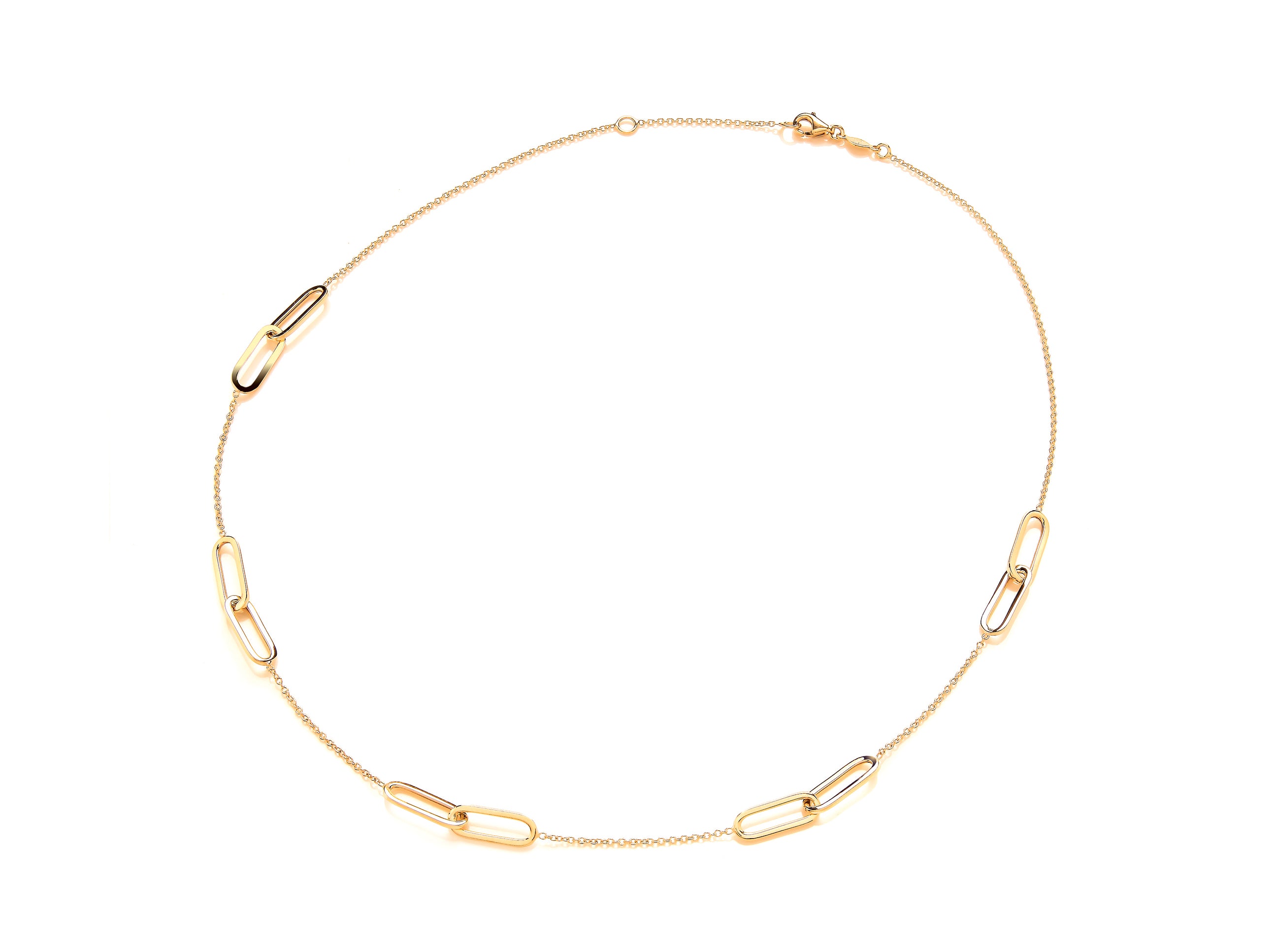 Yellow Gold Double Oblong Station Necklet