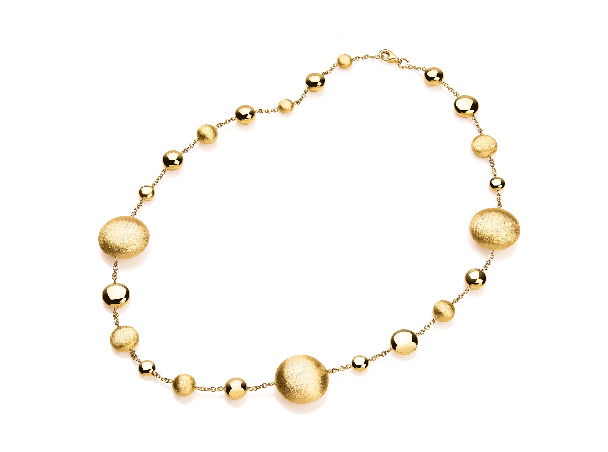 9ct Yellow Gold Alternate Round Disc Necklet