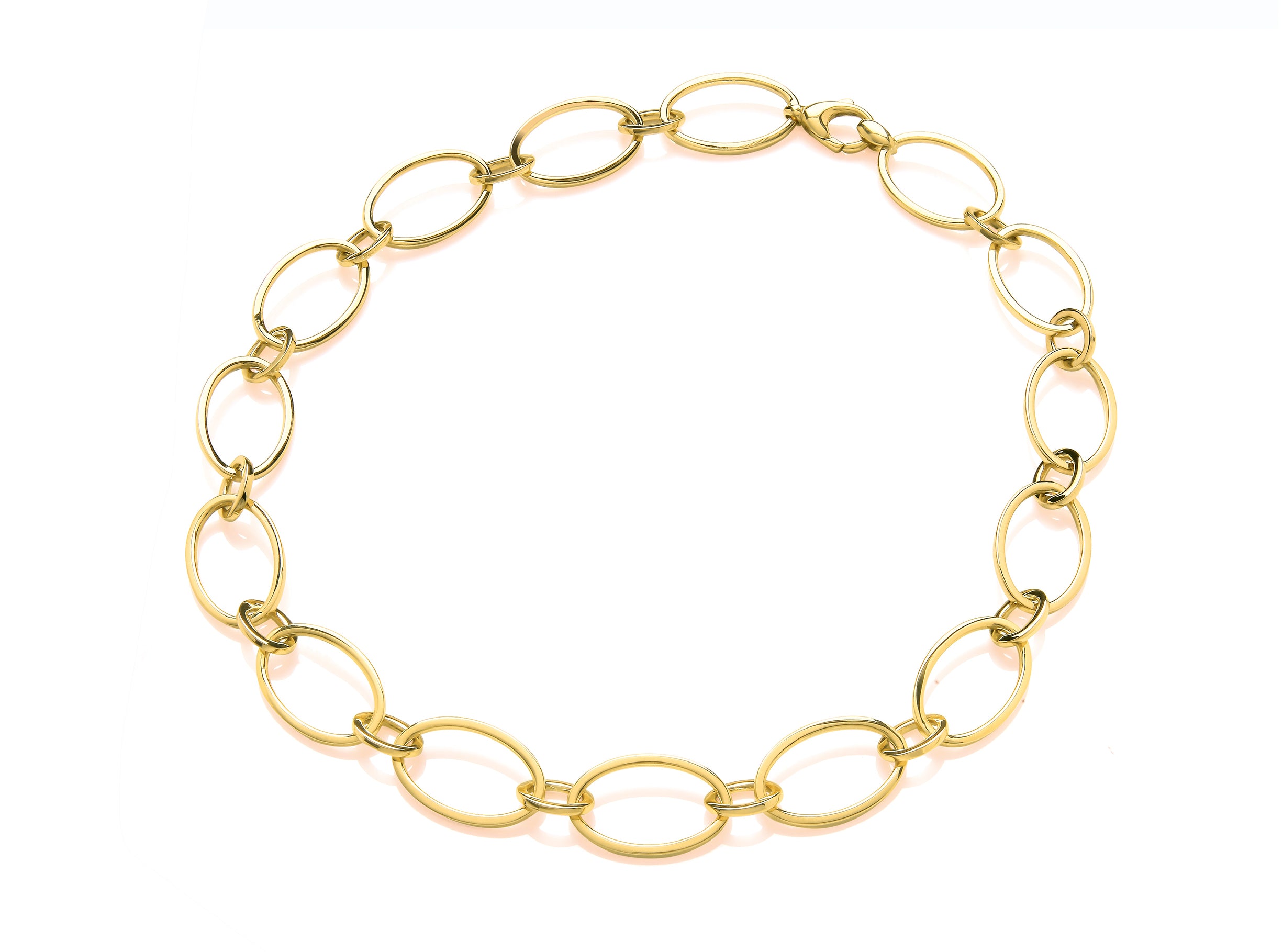 Yellow Gold Large & Small Open Oval Link Necklet